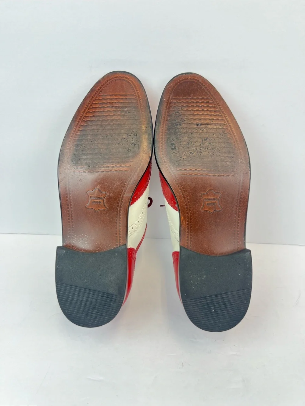 Donato Marrone Wing Tip Classic Red & White Leather Men's Size 7.5 EEE